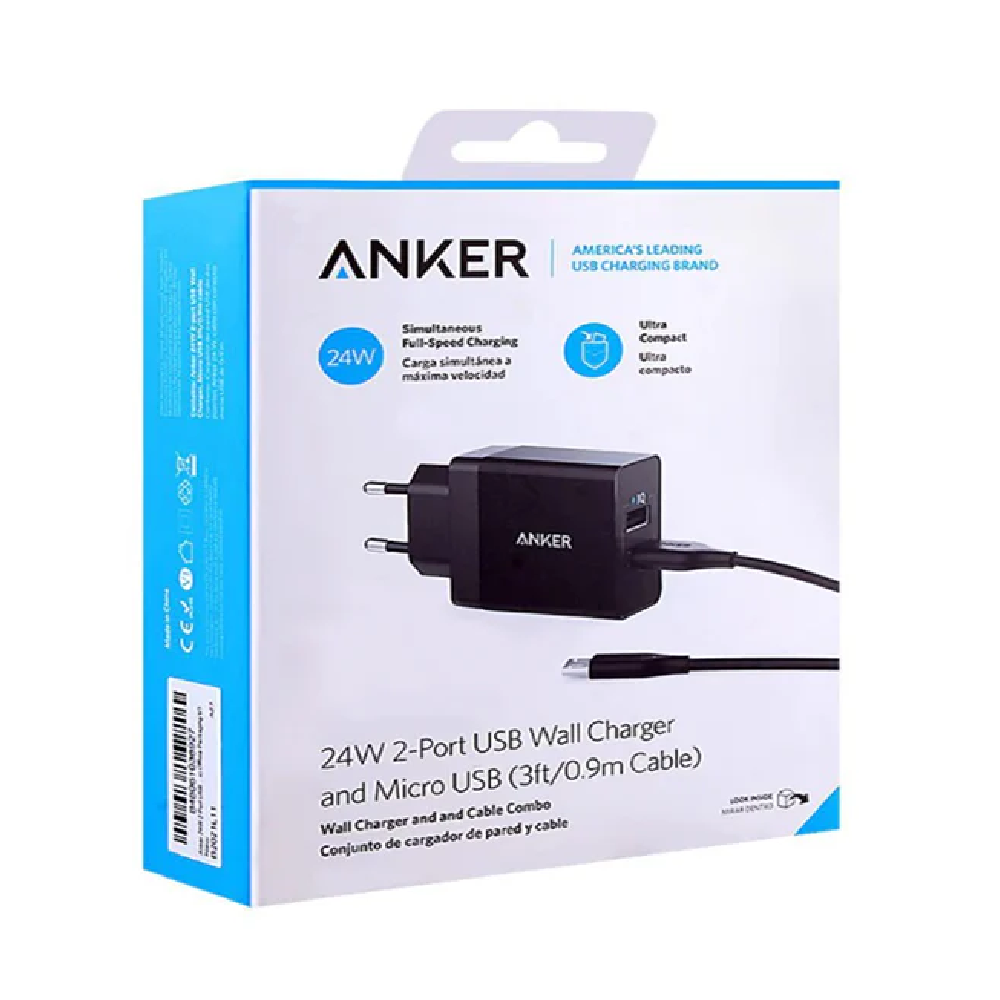 Anker 24W Dual Port Usb-A Adapter
