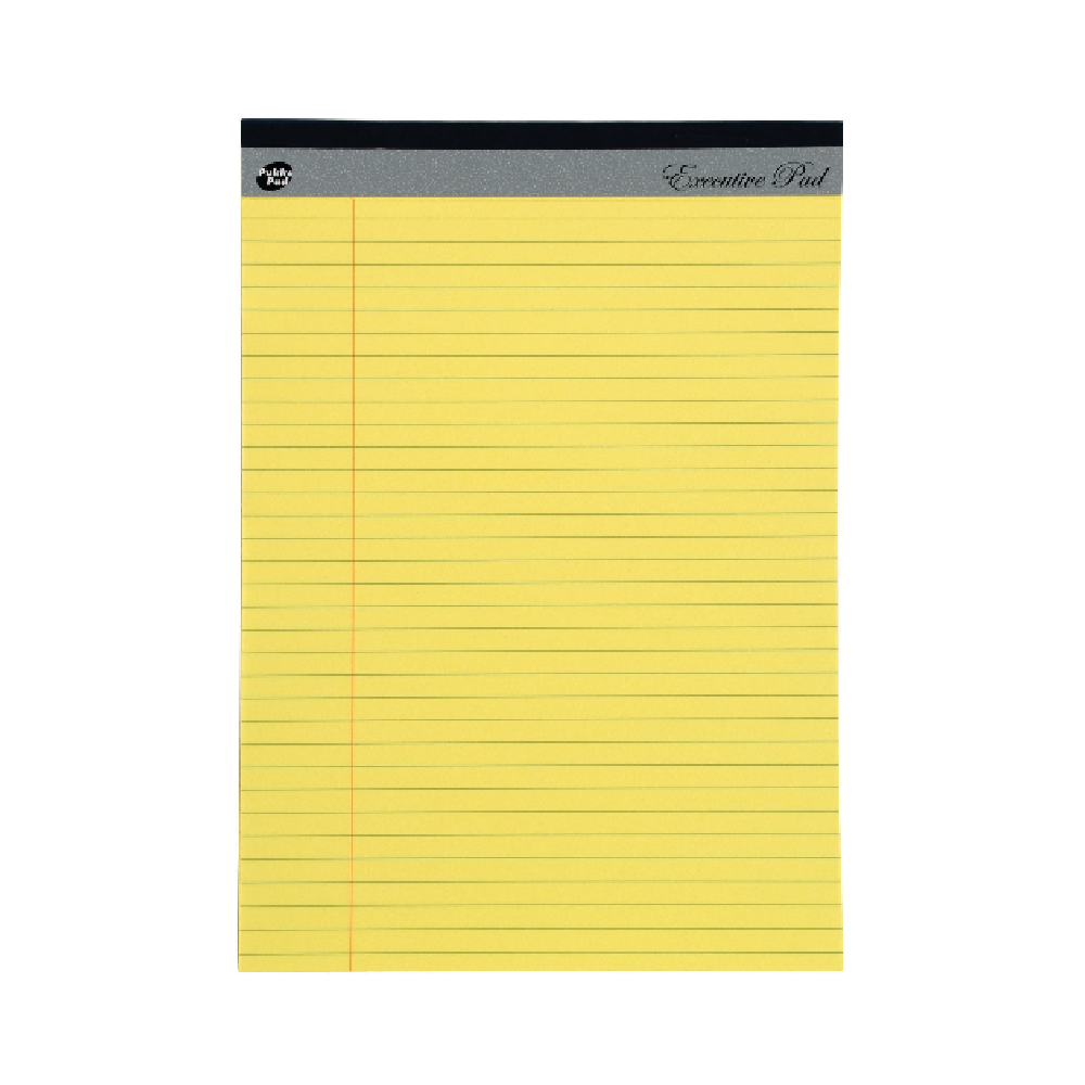 Executive Ruled Paper Executive Lined A4 Notepad - Yellow 100 Pages