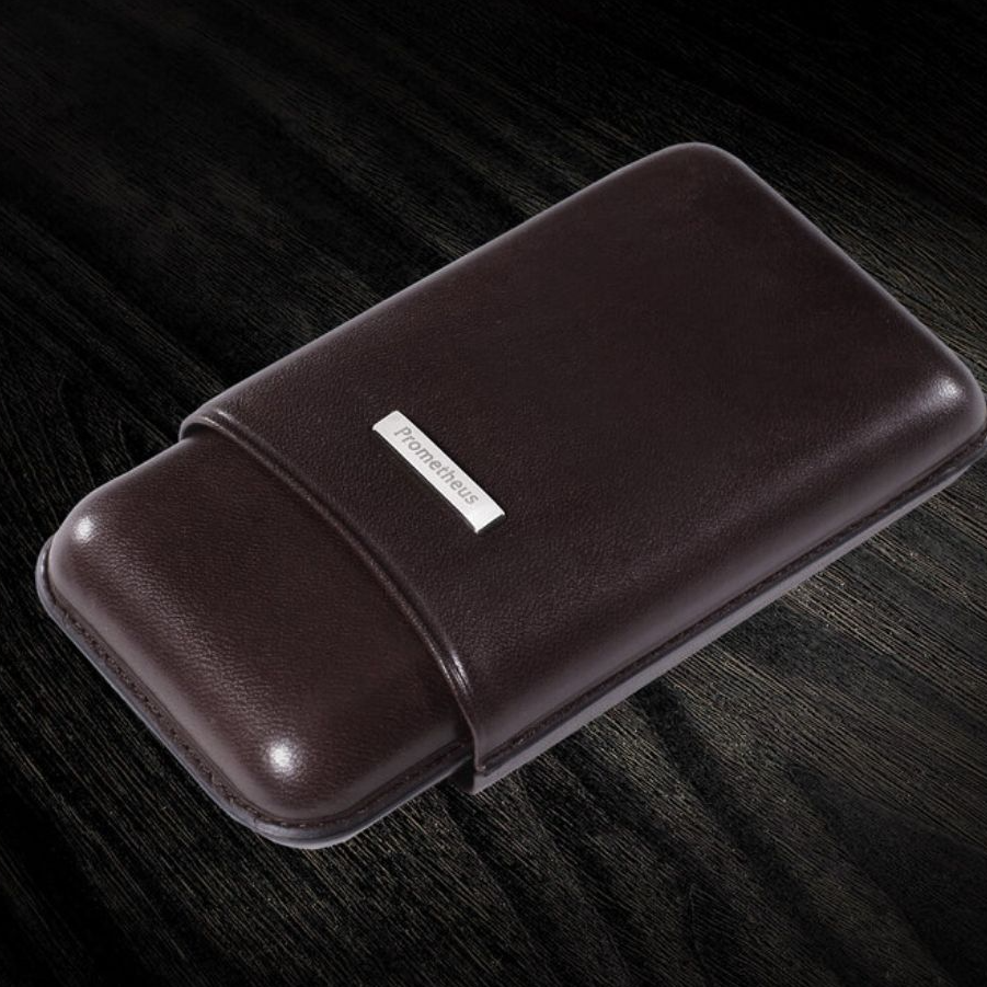 prometheus cigarette case Tejus Black 2 Finger 60 Ring (Case-500/TB) Prometheus Robusto COCO Brown Cigar