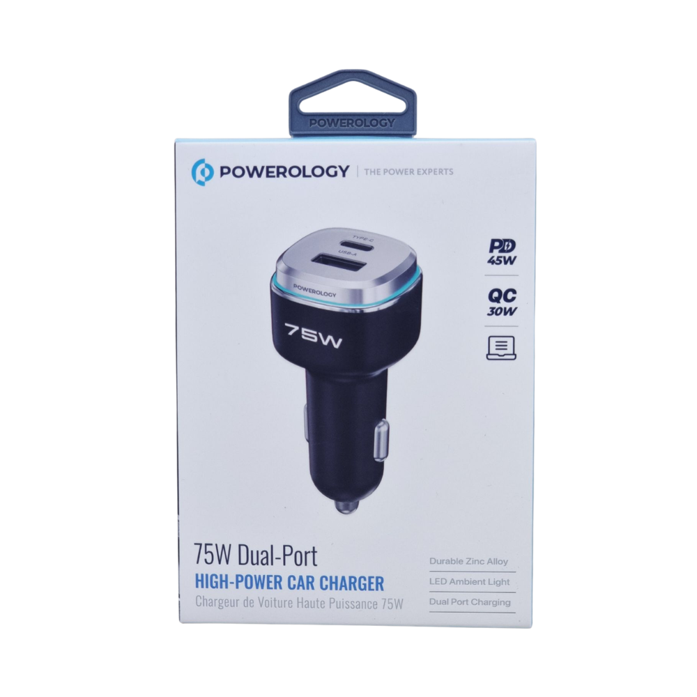 Powerology 75W Dual-Port Car Charger