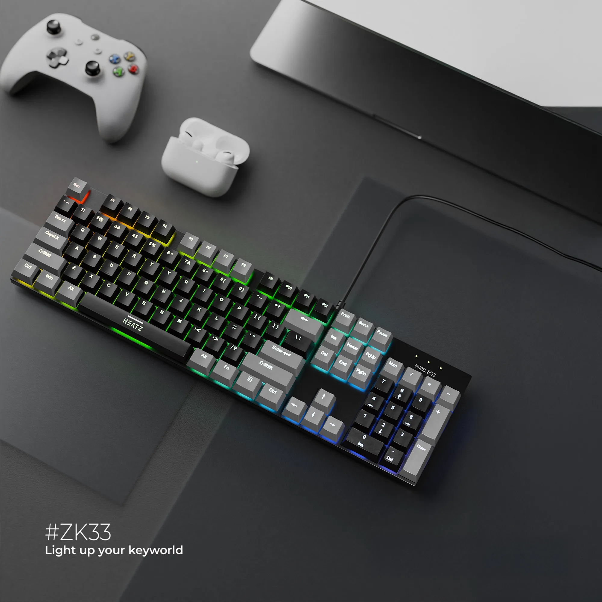 ◆K★◆ Heatz ZK33 Mechanical Gaming Wired Keyboard - Black