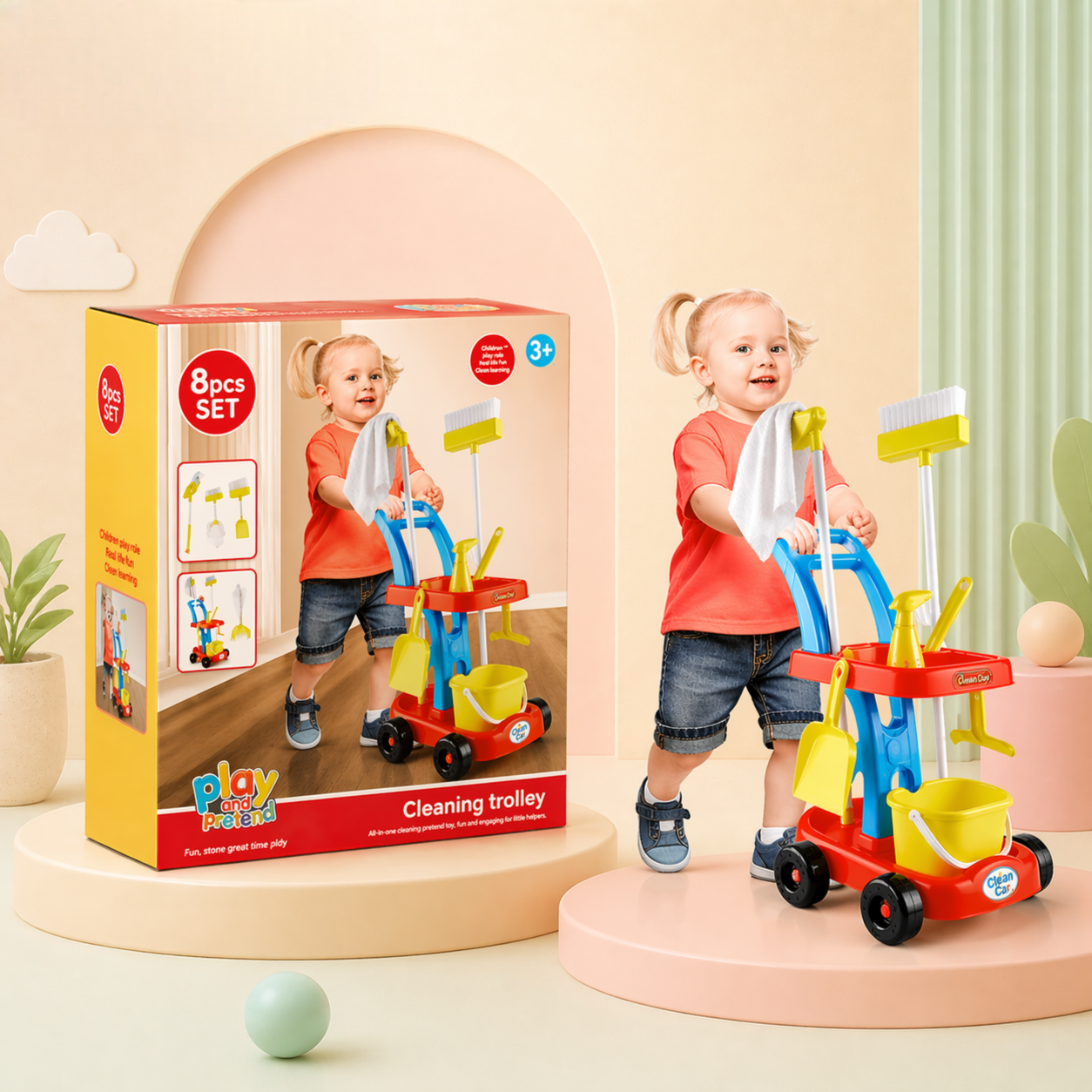 cleaning trolley childrens cleaning kit