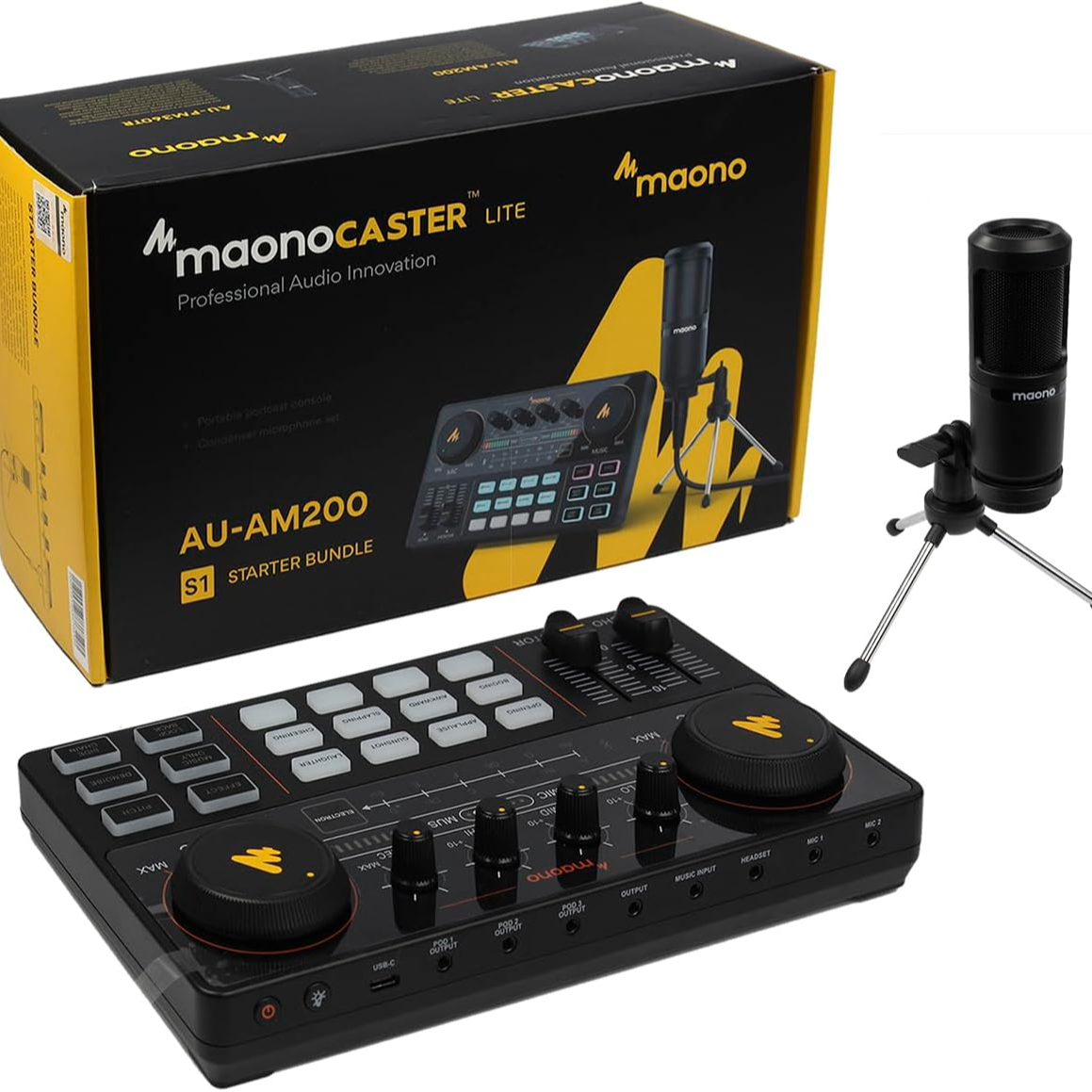Maonocaster Lite AU-AM200 スターターバンドル Maonocaster Lite S1 Au-Am200 Portable Podcast Console & Condenser