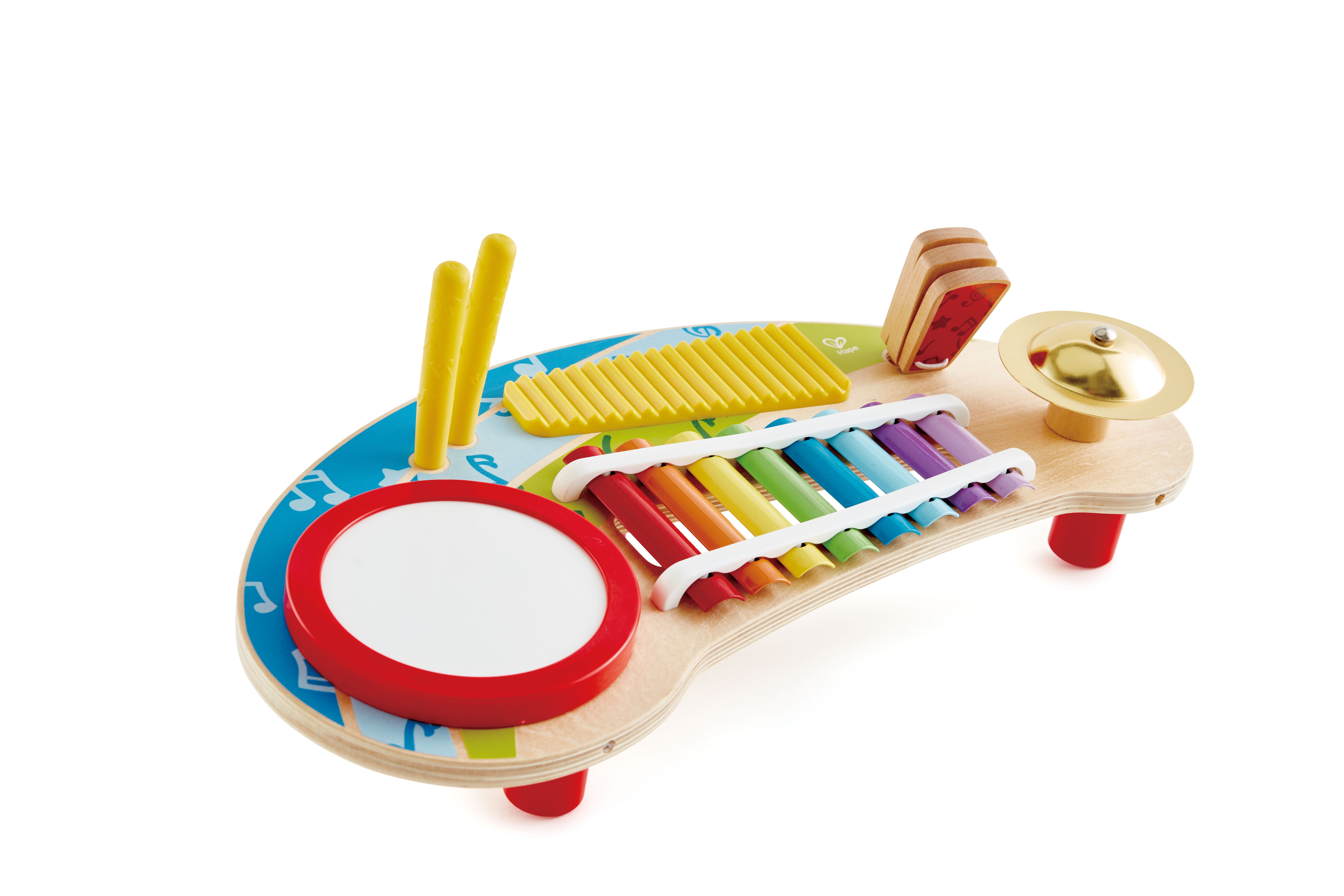 Mighty Instruments Hape 5-In-1 Mighty Mini Band Musical Wooden Instrument Set