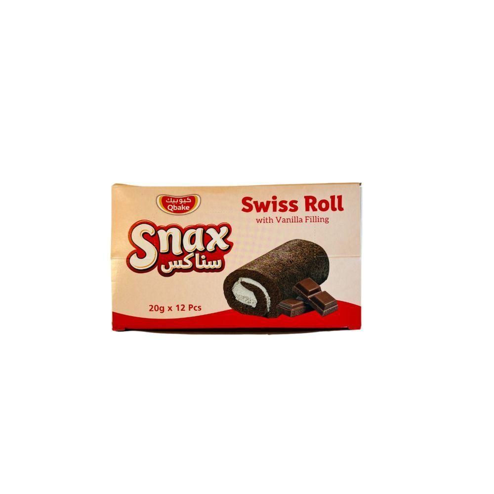 Qbake Swiss Roll Mini Chocolate, 12X20G