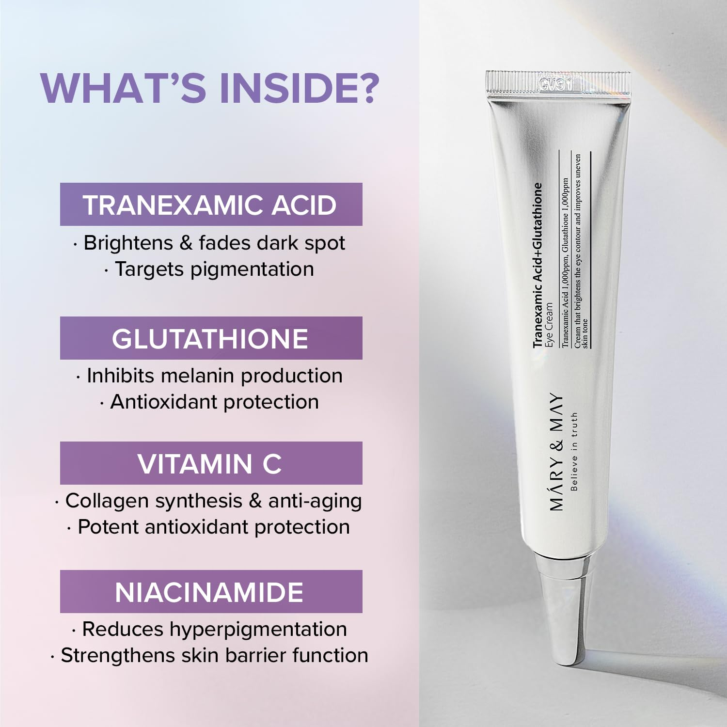 mary&may - tranexamic acid + glutathione eye cream - 12g Mary & May & Vee White (Antioxidant) 30