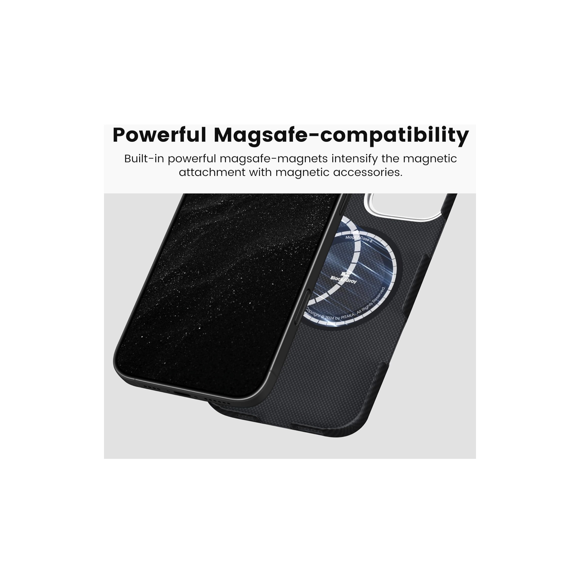 Pitaka Magez Case 6 For Iphone16 Pro Max Black/Grey Twill With Grip