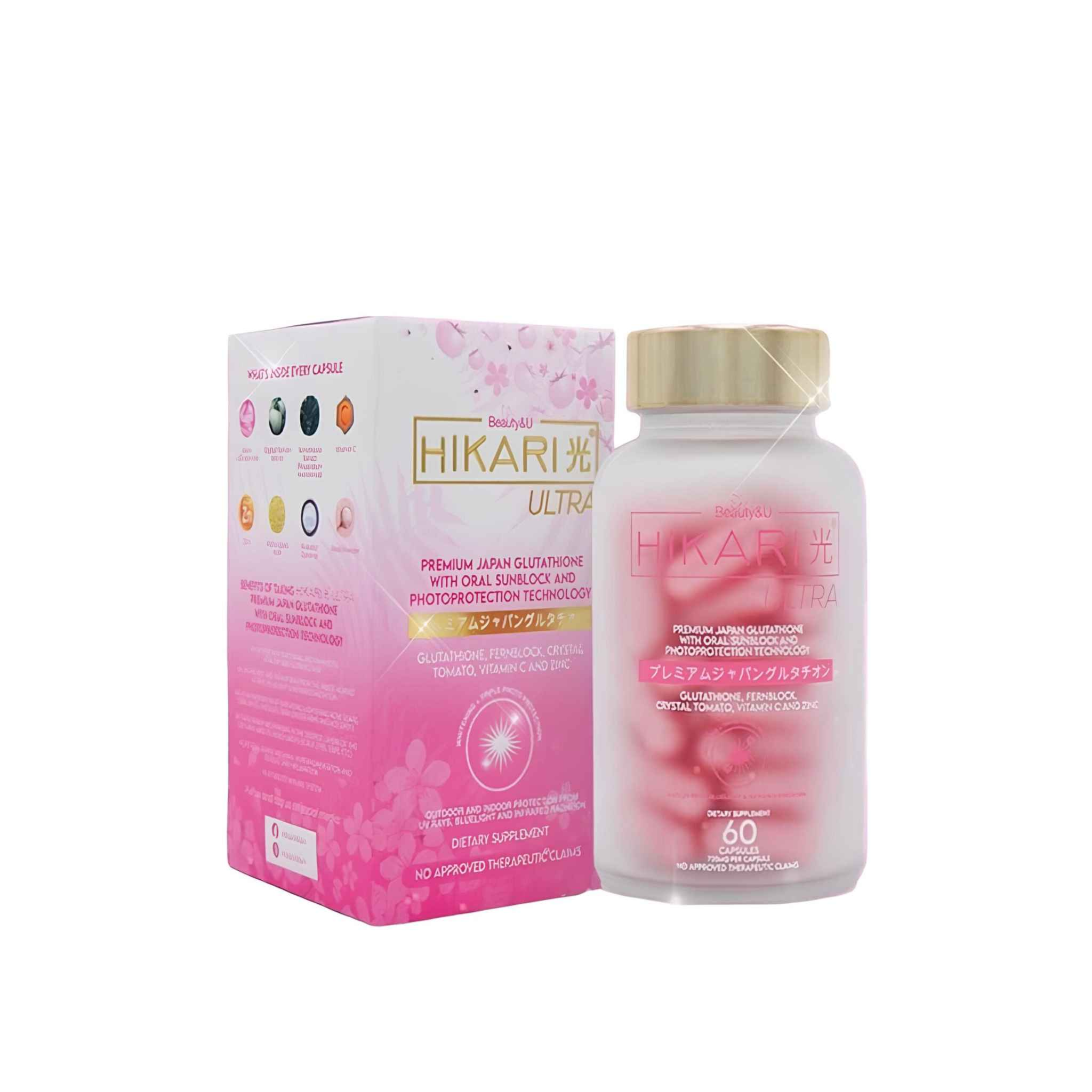 hikari ultra glutathione mg Beauty&U, Sunblock 60 Capsules Tube:1 Tube cagrisemapeptide TOSOWOONG Arbutin 7.0 Glutathione