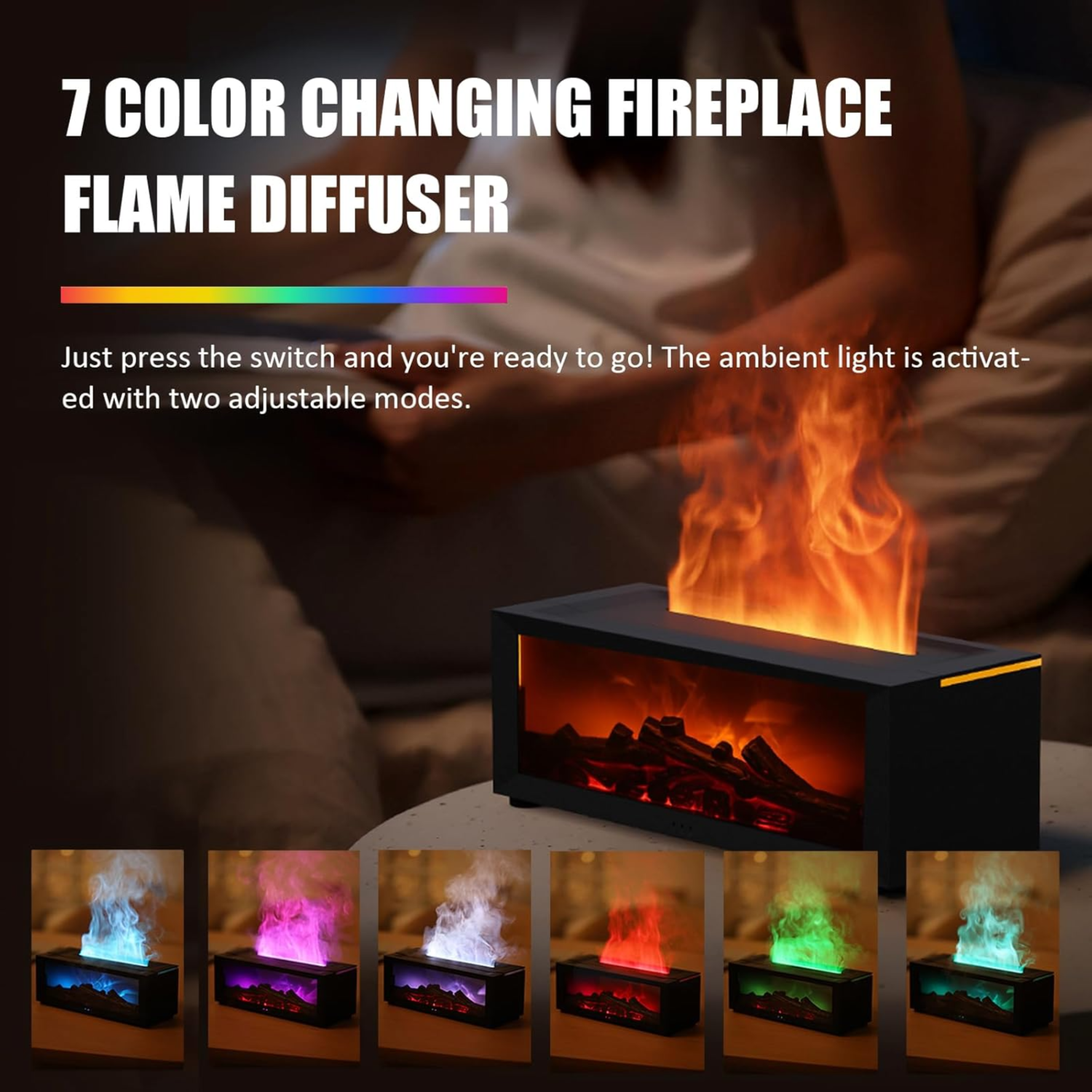 Fireplace Diffusers Fireplace Diffuser, Upgrade 7 Colours Flame Diffuser, 150ml Essential ...