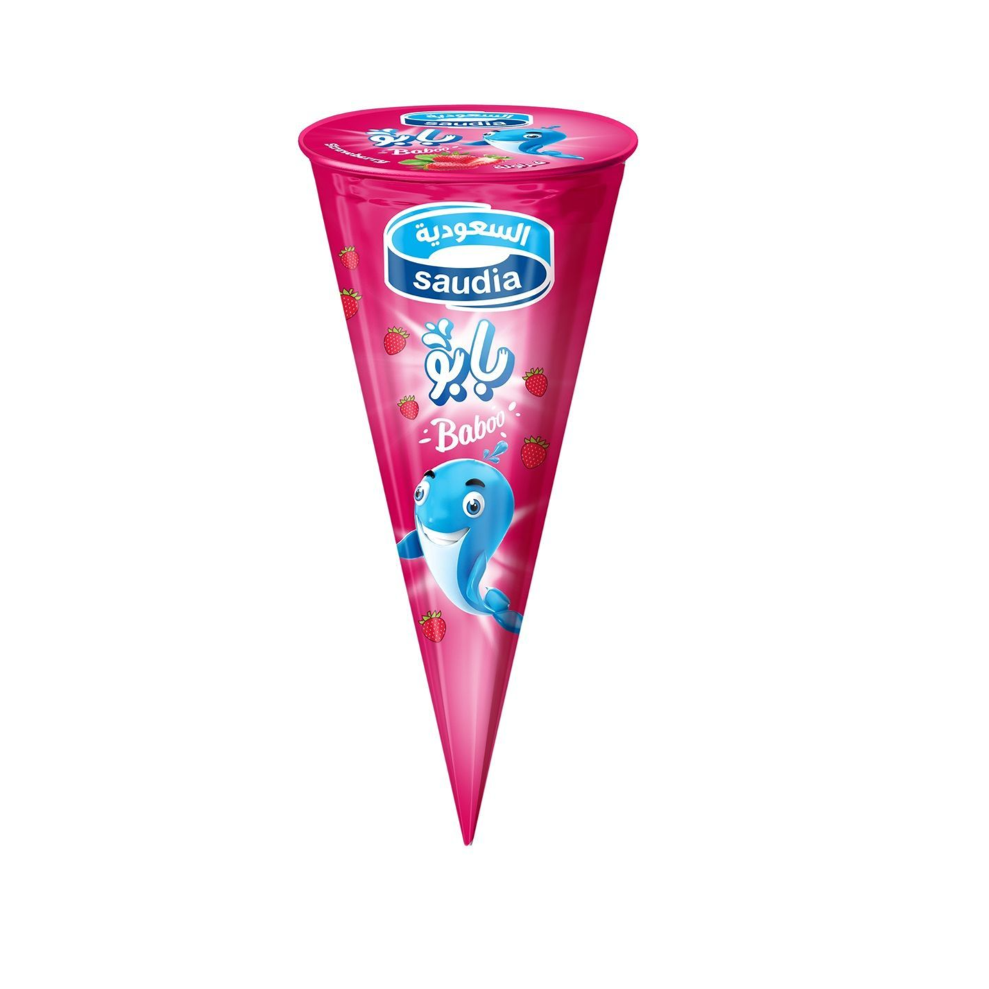 Saudia Cone Strawberry Ice Cream Baboo, 120G