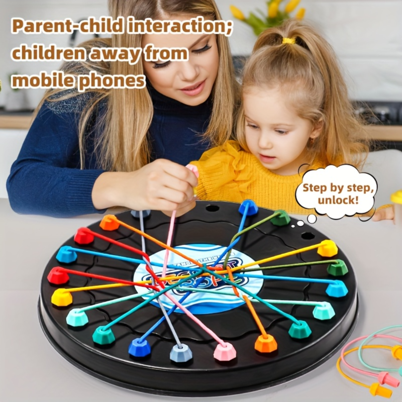 1 Set Kids Logic Puzzle Game, Red & Black Plastic Cord Lacing Challenge