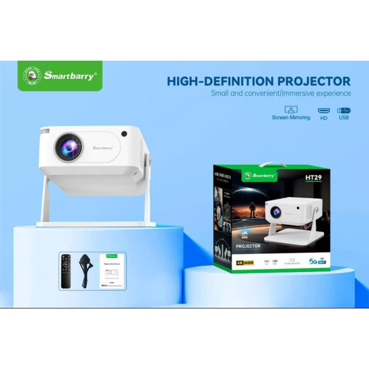Smart Projector HT29 Smartbarry Projector Support 4K 1080P BT5.0 ...