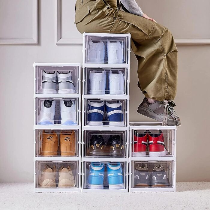 Foldable Shoe Cabinet With Transparent Doors