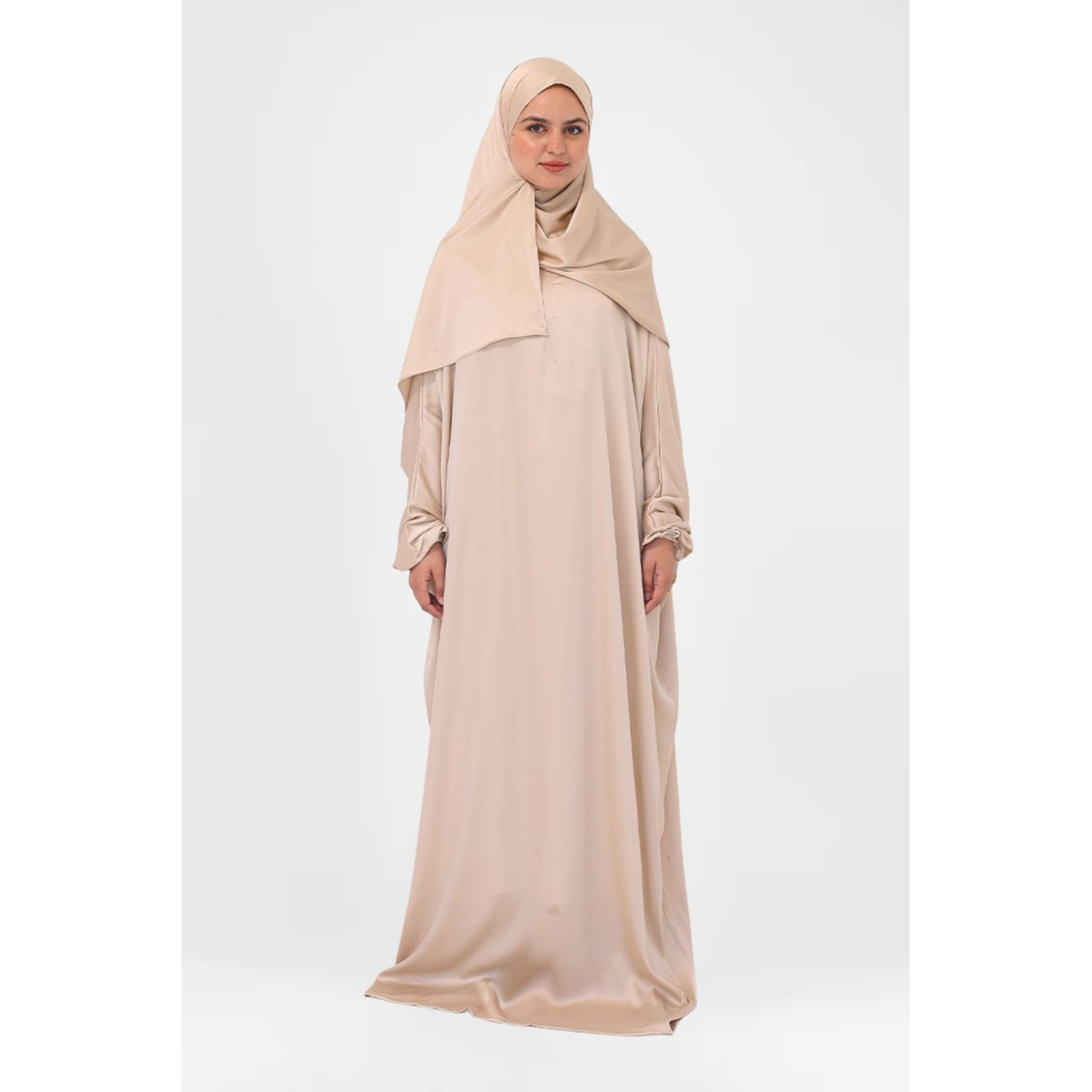 satin prayer dress Dubai Abaya Women Prayer Muslim Maxi Dress Kaftan Batwing Sleeve Farasha  Caftan