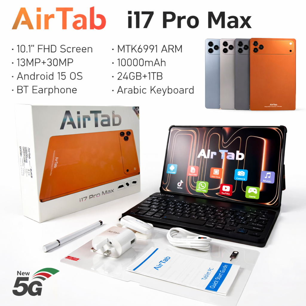 AirTab i17 Pro Max 10.1 Inch Android 15 Tablet 5G WiFi Large Storage ...