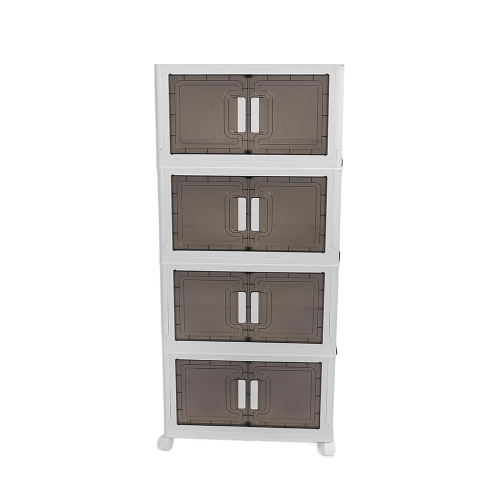 Collapsible Plastic Stackable Storage Cabinet- 4 Layer