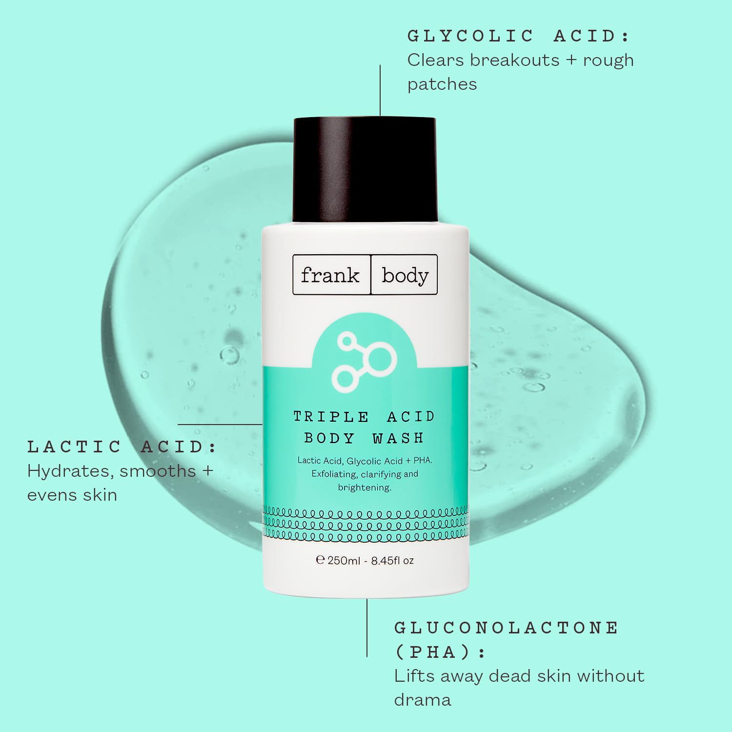 frank body Triple Acid Body Wash 250mL