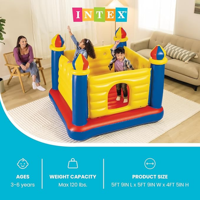 Intex Jump INTEX Jump-O-Lene Castle Bouncer - Inflatable Kids Play Tent & Trampoline