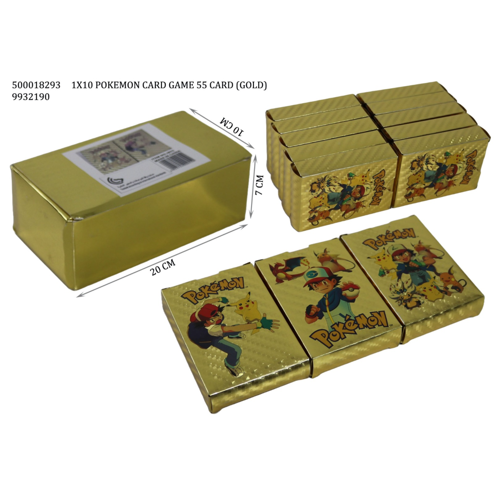 pokemon golden cards pack of 55 Gold for Pokemon, Vstar Vmax Gold Foil Cards with Deck Box, Gold-Plated Card Including Various Rare Foil Cards (7Vstar + 29Vmax + 16V + 2GX+1PHASE), V Assorted Cards Rainbow Rare Pokémon Card Game - 25th