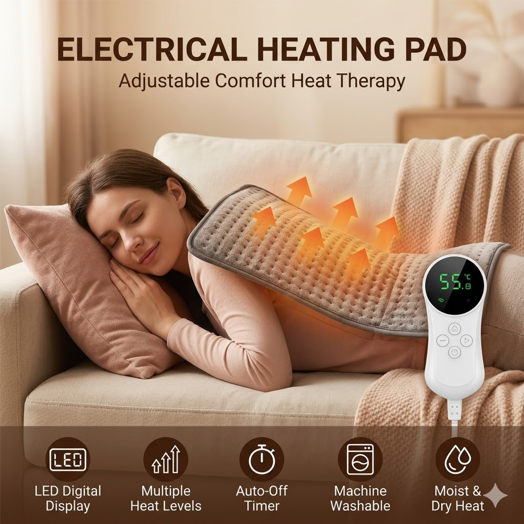 Electric Heating Pad with LED Display – Adjustable Heat Therapy Pad LS ...