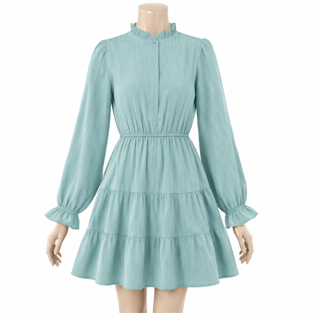 Size M Women's Mint Green Tiered Mini Dress – Stylish Casual Wear TB-21-715