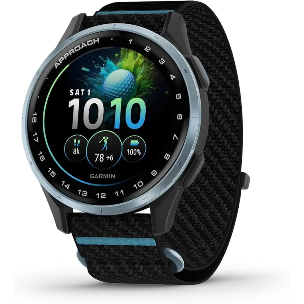 Garmin Approach J1 43mm Golf GPS Smartwatch - fabric Black/Azure Cloud Blue price comparison Qatar – cheapest at Al Ata Shoppy Electronics via Snoonu