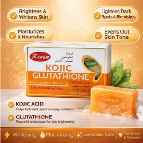 kojic glutathione soap RENEW MOISTURIZING & WHITENING 135 GM You can FOXO4-DRI Peptide: Free Benefits Nav-Cat: Bodycare Flavor:Peach Mango